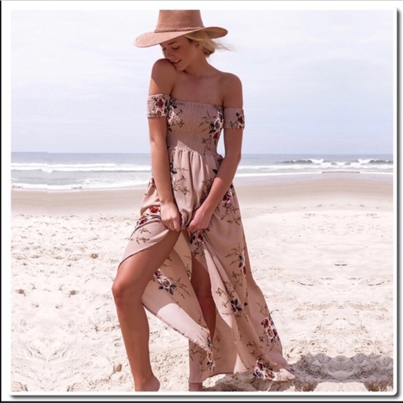Haute Rogue Off Shoulder Boho Floral Dress - Picture 4 of 8